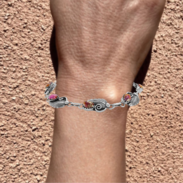 Plum Spiny Link Bracelet Sterling Silver B5639-C92