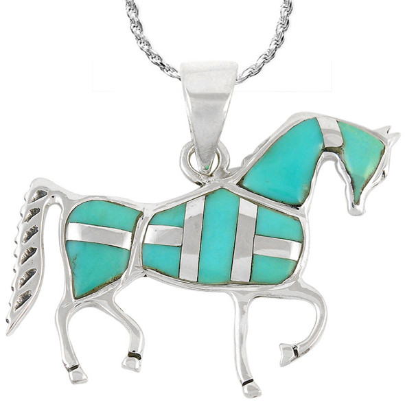 Sterling Silver Horse Pendant Turquoise P3048-C05