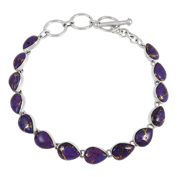 Purple Turquoise Link Bracelet Sterling Silver B5565-C77