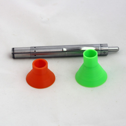 Size comparison between mini funnel (orange) and the standard funnel (green)