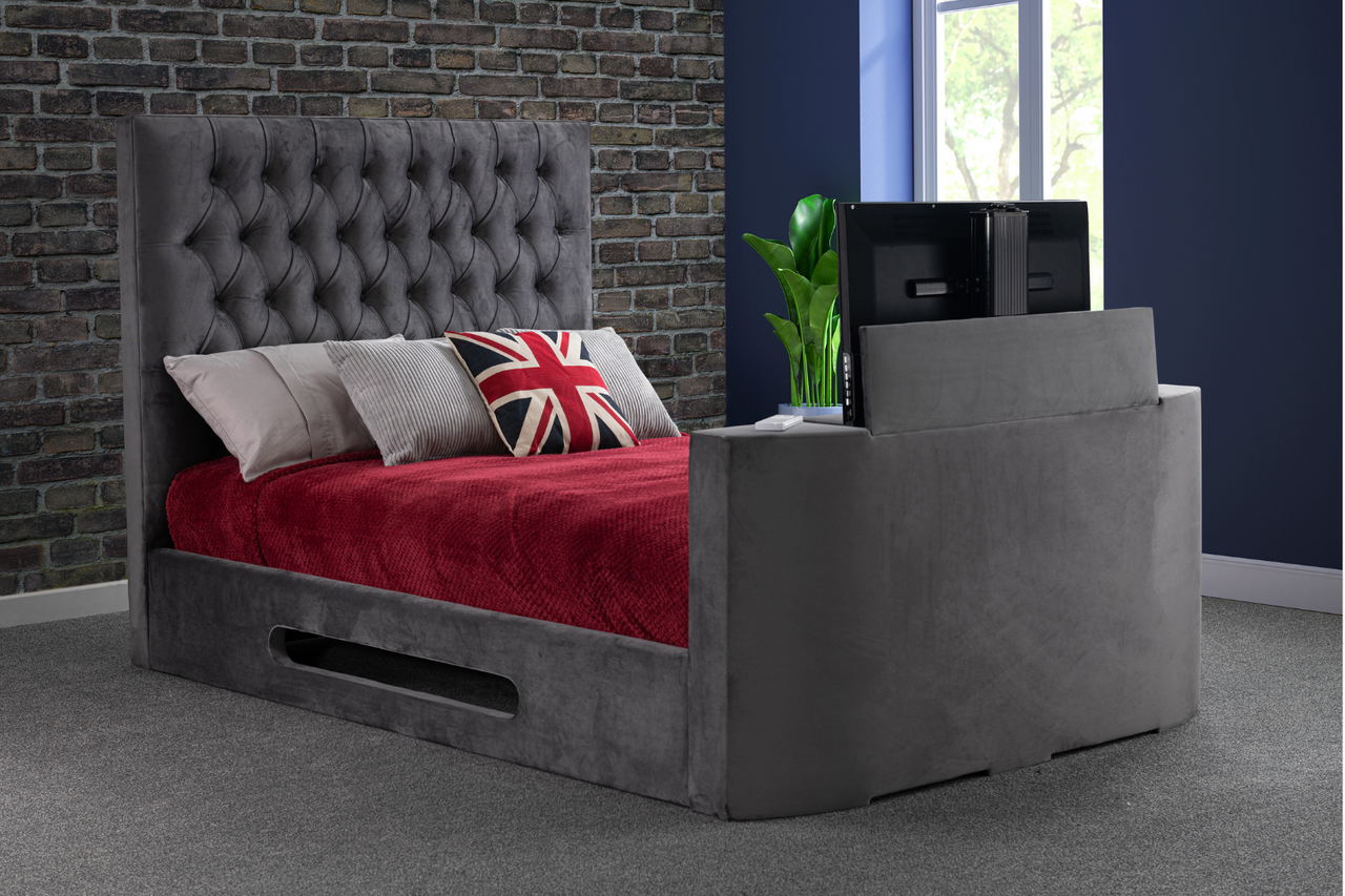King bed with tv built in best sale