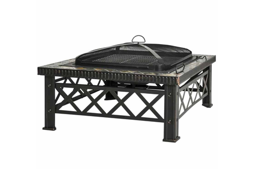 Outsunny Square Garden Fire Pit Black