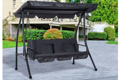 Outsunny 2-in-1 3 Seater Patio Swing Chair Grey