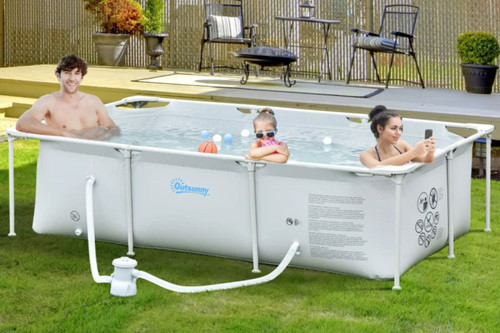 Steel Frame Pool with Pump and Filter Cartridge - 8ft Grey