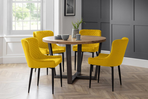 Brooklyn Dining Table with 4 Luxe Mustard Chairs
