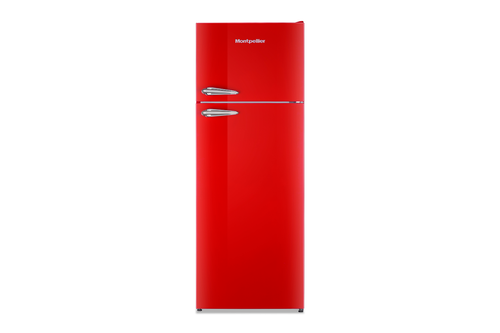 Montpellier MAB346R Retro Top Mount Fridge Freezer Red - fridge freezer exterior