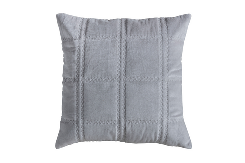 Quilted Cotton Velvet Cushion Grey