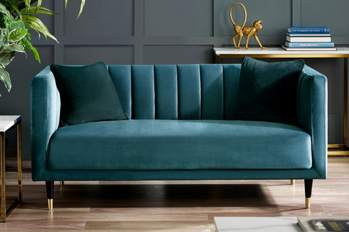 Salma Scalloped Back 2 Seater Sofa - Teal