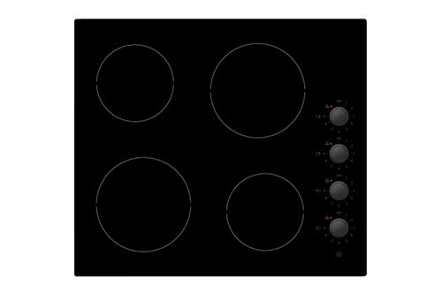 Statesman CHZ460D 60cm 4 Zone Ceramic Hob With Dial Control Black aerial view