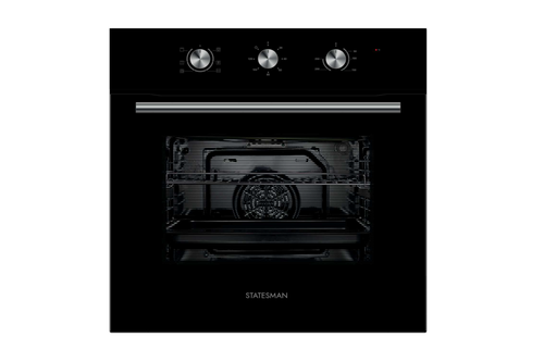 Statesman BSF60BL Built In Fan Oven Black front view