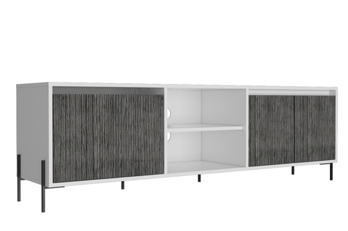 Dallas Ultra Wide TV Rack With 2 Doors And 1 Drawer White And Carbon Grey main image