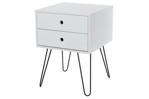 Telford 2 Drawer Bedside Cabinet With Metal Legs White main image