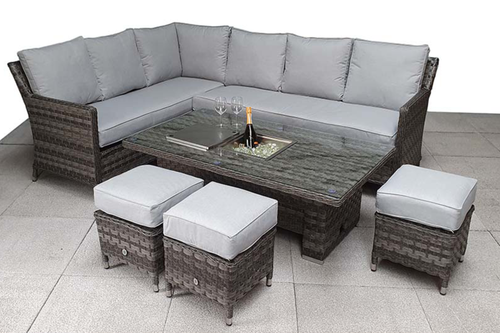 Edwina Outdoor Corner 7 Seater Sofa Dining Set with Lift Table and Ice Bucket main image