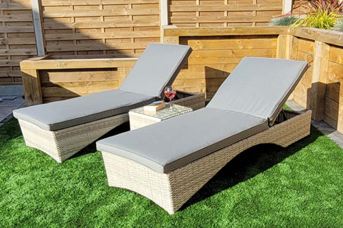 Meghan Sun Lounger Set with Drinks Table main image