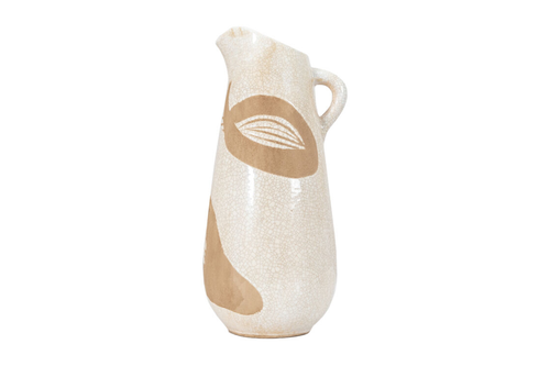 Glack Pitcher Vase Reactive White Brown Main Image