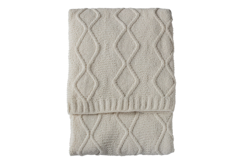 Nelle Chenille Knit Cable Throw Cream Main Image