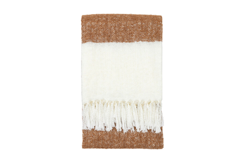 Aingeala Stripe Faux Mohair Throw Tan Main Image