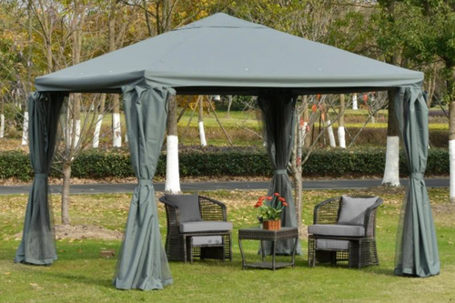 Outsunny Garden Gazebo 3mx3m with Curtains and Nets Grey Main Image