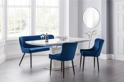 Como Dining Set with 2 Luxe Blue Chairs and Luxe High Bench Main Image