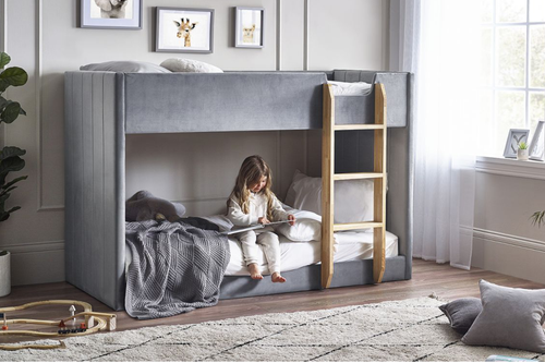 Daytona Bunk Bed Grey Velvet and Woodgrain Main Image