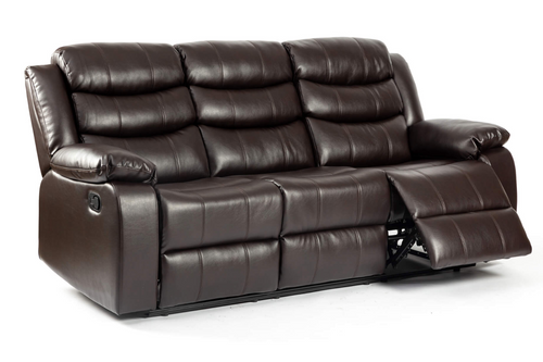 Turin Recliner Leather Aire 3 Seater Sofa Brown