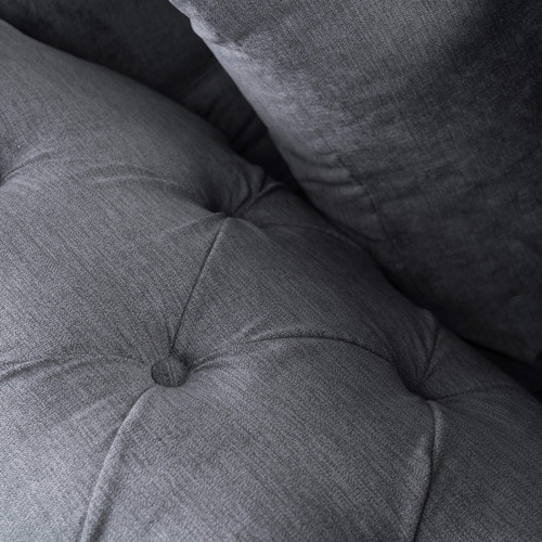 Huntley Fabric 2 Seater Sofa Grey Button Detail