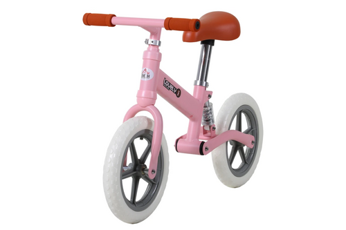 HOMCOM 12" Kids Balance Bike No Pedal Bicycle EVA Tire Adjustable Seat Toddler Training Bike W/ Shock Absorber 2 - 5 Years Gift for Boys Girls Pink