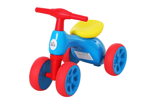 HOMCOM Baby Balance Bike Toddler Training Walker Smooth Rubber Wheels Ride on Toy Storage Bin Gift for Boys Girls Blue Red