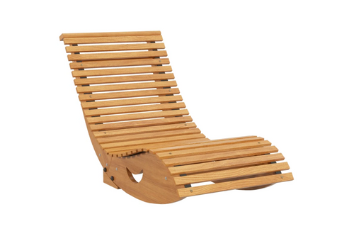 Outsunny Outdoor Rocking Chair w/ Slatted Seat, Wooden Rocking Chair, 130cm x 60cm x 60cm, Teak