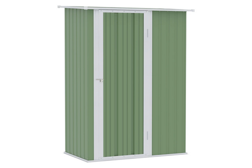 Outsunny 5ft x 3ft Garden Metal Storage Shed, Outdoor Tool Shed with Sloped Roof, Lockable Door for Tools, Equipment, Bikes, Light Green