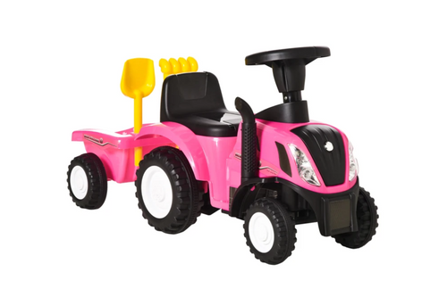 HOMCOM Ride-On Tractor, Toddler Walker, Foot-to-Floor Slide, for Ages 1-3 Years - Pink