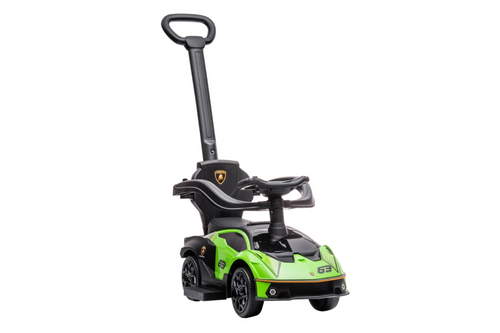 AIYAPLAY Kids 2-In-1 Lamborghini Ride-On and Stroller, with Horn - Green