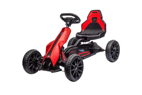 HOMCOM 12V Electric Go Kart for Kids, Ride-On Racing Go Kart with Forward Reversing, Rechargeable Battery, 2 Speeds, for Boys Girls Aged 3-8 Years Old - Red