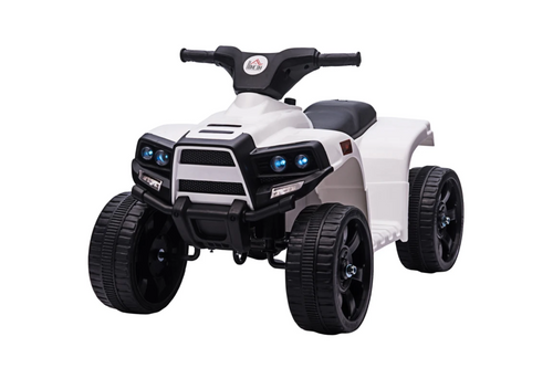 HOMCOM 6V Kids Electric Ride on Car, ATV Toy, Quad Bike With Headlights, Horn, for Toddlers 18-36 Months White