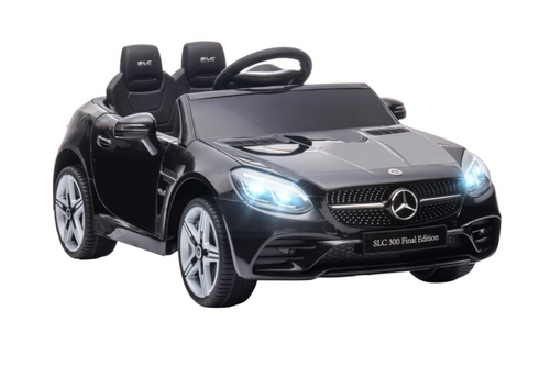 HOMCOM AIYAPLAY Benz SLC 300 Licensed 12V Kids Electric Ride On Car with Parental Remote Two Motors Music Lights Suspension Wheels for 3-6 Years Black