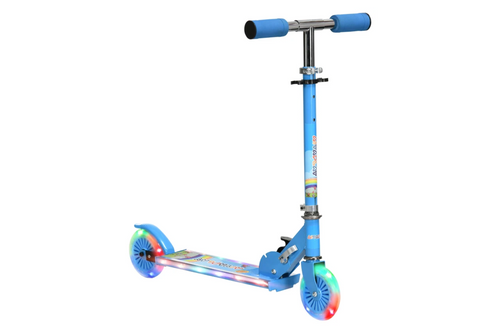 HOMCOM Kids Scooter, with Lights, Music, Adjustable Height, Foldable Frame, for Ages 3-7 Years - Blue