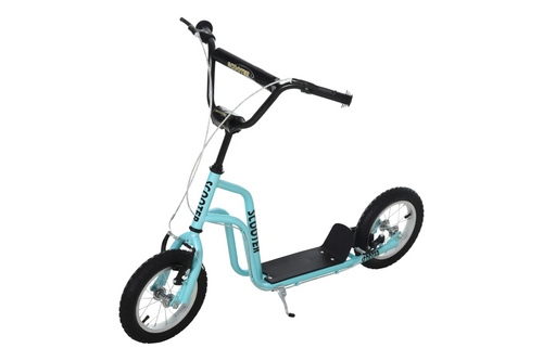 HOMCOM Teen Kids Stunt Scooter Children Kick Scooter Adjustable Handlebar 2 Brakes Ride On 12 Inch Rubber Tyres Blue