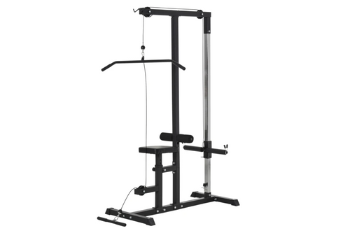 HOMCOM Exercise Pulley Machine Power Tower with Adjustable Seat Cable Positions