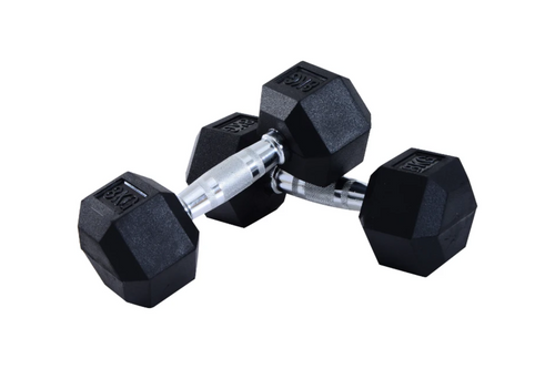 HOMCOM 2x8kg Hex Dumbbell Rubber Weights Sets Hexagonal Gym Fitness Lifting Home