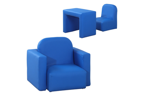HOMCOM 2 In 1 Toddler Sofa Chair, 48 x 44 x 41 cm, for Game Relax Playroom, Blue