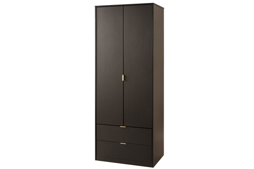 Diego 2 Door, 2 Drawer Wardrobe - Black Front Angled View