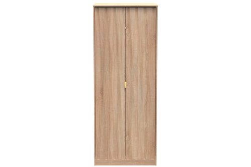 Diamond 2 Door Wardrobe - Oak Front View