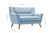 Lambeth 2 Seater Sofa Duck Egg Blue Line Drawing with Dimensions