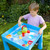 Kids 5-in-1 Activity Table and 2 Chairs Set Blue filled with water