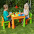 Kids 5-in-1 Activity Table and 2 Chairs Set Green & Orange outdoors