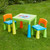 Kids Plastic Table and Chair Set Multi Colour outdoors