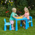 Kids Plastic Table and Chair Set Blue outdoors