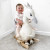 HOMCOM Kids Children Rocking Horse Plush Ride On Swan w/ Sound Wood Base Seat Safety Belt Toddler Baby Toy Rocker 18 - 36 Months lifestyle with young child
