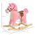 HOMCOM Kids Plush Rocking Horse w/ Sound Moving Mouth Wagging Tail Children Rocker Ride On Toy Gift 3-6 Years Pink dimensions
