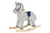 HOMCOM Kids Plush Rocking Horse w/ Sound Children Rocker Ride On Toy Gift 3-6 Years Grey